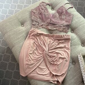 TOBI bralette crop top & twist front skirt set